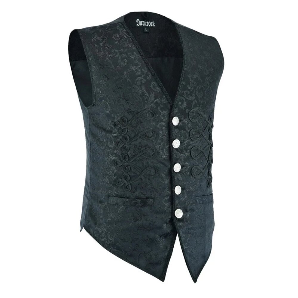 Men's Brocade Vest Waistcoat Black Damask Velvet Gothic Steampunk Renaissance